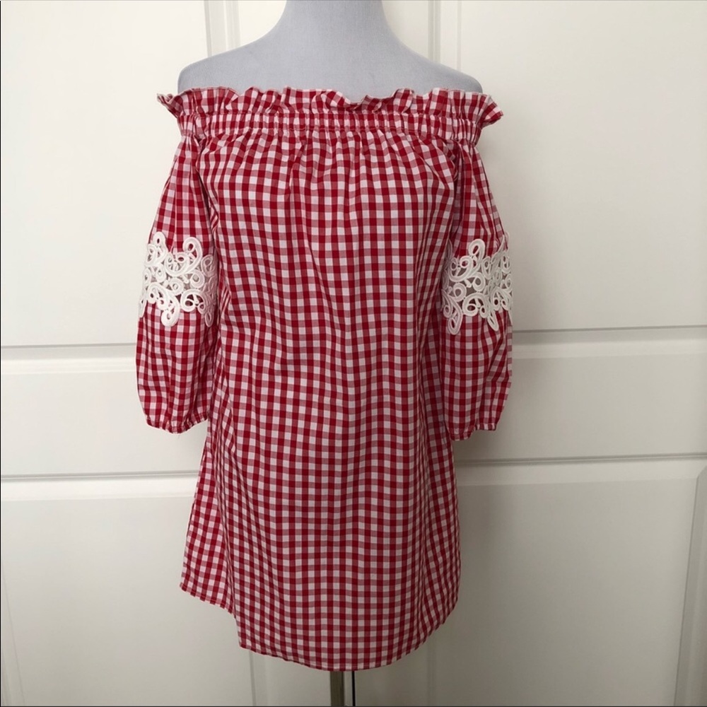 Romeo & Juliet Couture off shoulder gingham dress - Picture 4 of 6